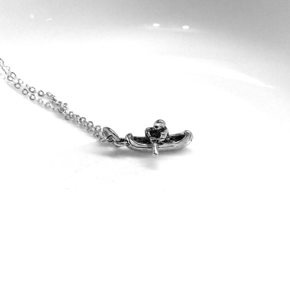 Miniature Kayak Kayaker Charm Necklace - Picture 5 of 5